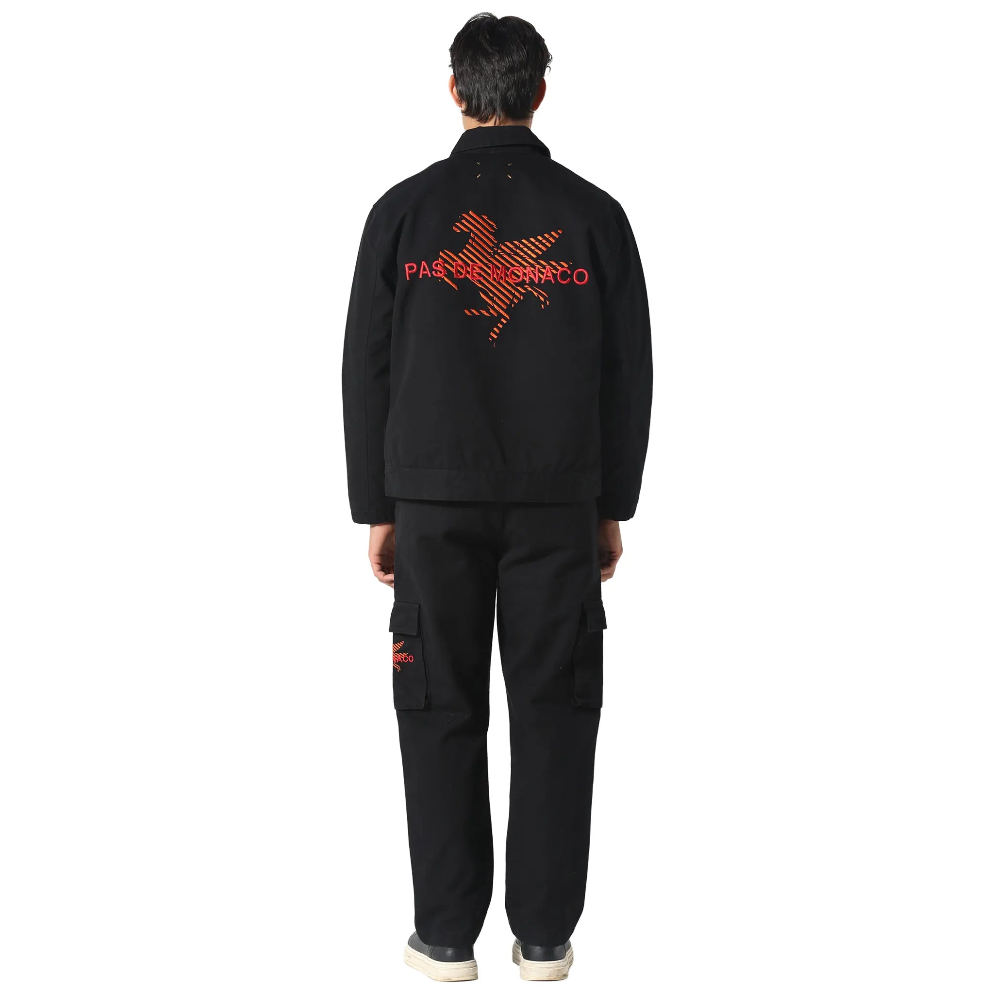 Back View of Pas De Monaco Canvas Race Black Jacket PKK22T002-Q11